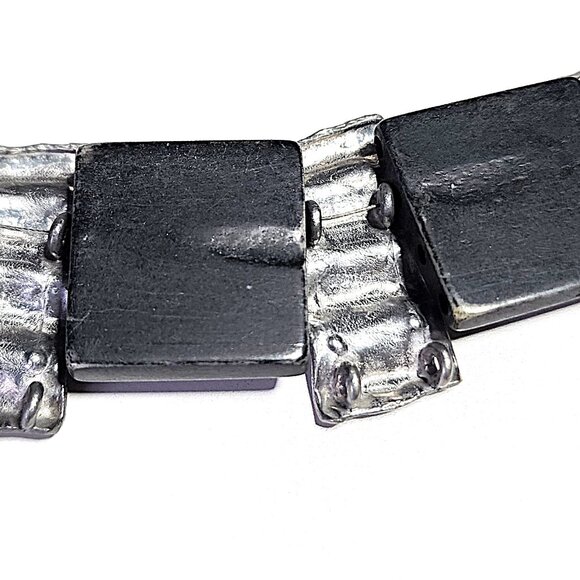 Sylvie Germain black & pewter statement necklace - Picture 2 of 9